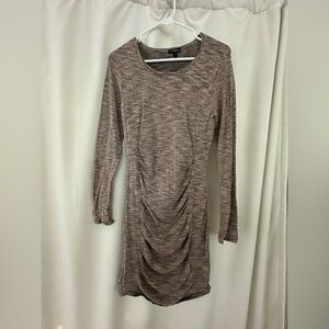 Express Heathered Brown Ruched Dress